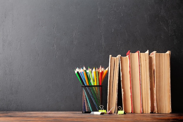 Old books and pencils