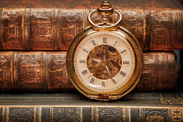 Old Books and Vintage pocket watch