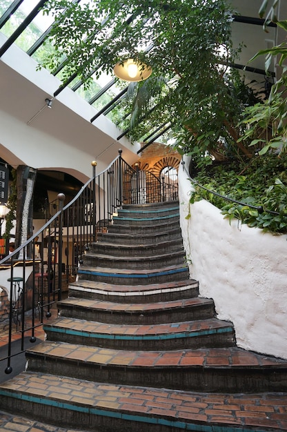 Old Brick External Stairs outside Hundertwasser House ViennaAustria