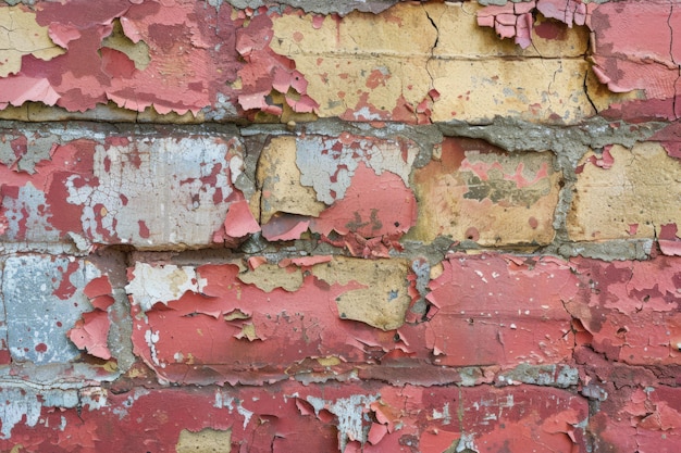 Old Brick Wall with Peeling Paint