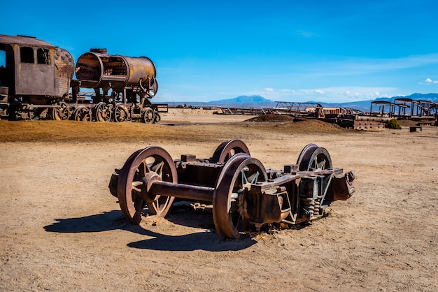 Old broken locomotive shaft, Uyuni, Bolivia