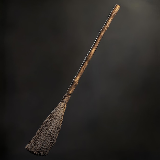 Photo old broom on a dark background halloween concept copy space