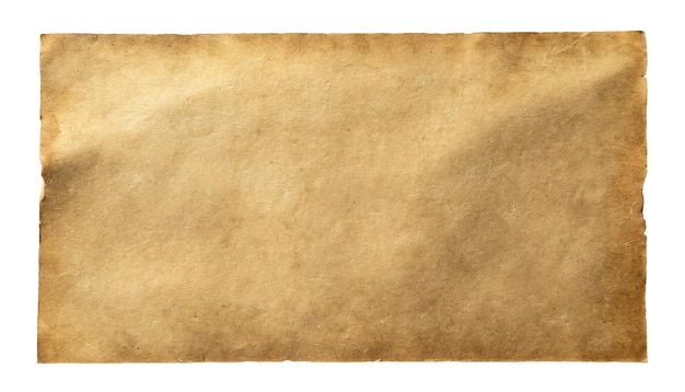 An old brown mockup medieval paper sheet on the white isolated background