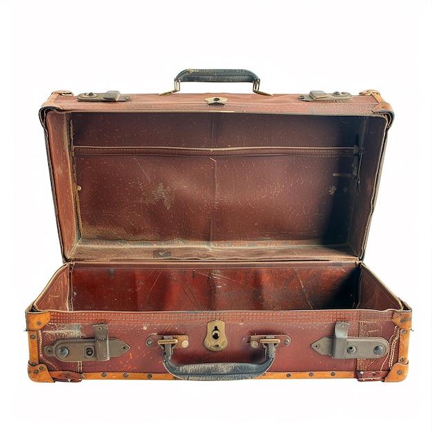 Photo an old brown suitcase with the number 1 on the bottom