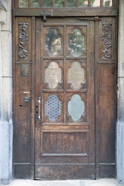 old brown vintage entrance door exterior