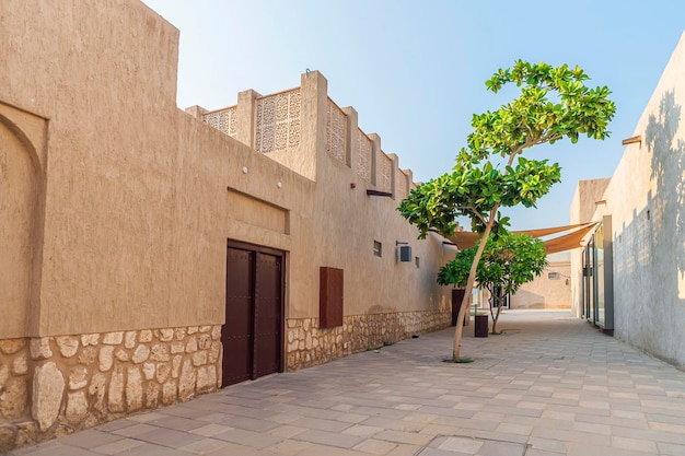 Old buildings in the Bastakia quarter Dubai The buildings are recreations of the old structures around Dubai Creek and feature wind towers