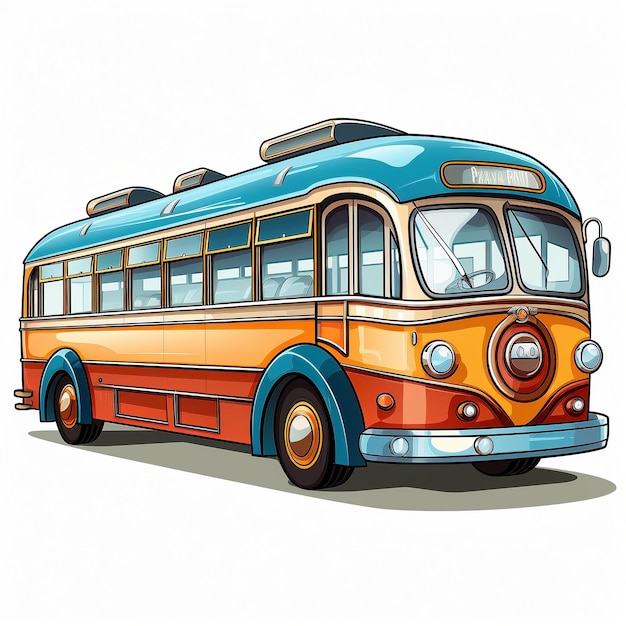 old bus cartoon style