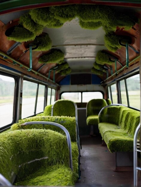 Photo old bus interior covered in artificial