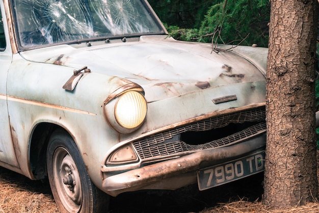 Old car in film studio 