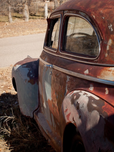 Photo old cars at the garage in ramah, colorado.