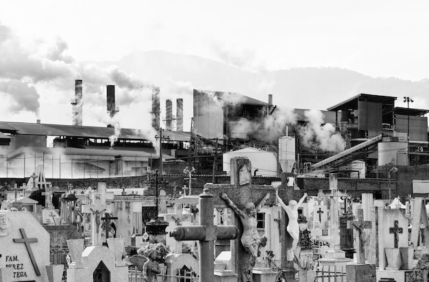 Old cemetery or pantheon at the back of the factory