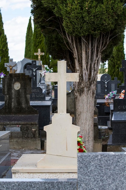 old cemetery with graves in Spanish holy place