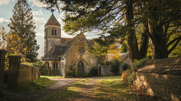 Old Church Surrounded by Wooded Area