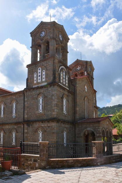 Old church with a bell tower in Greece