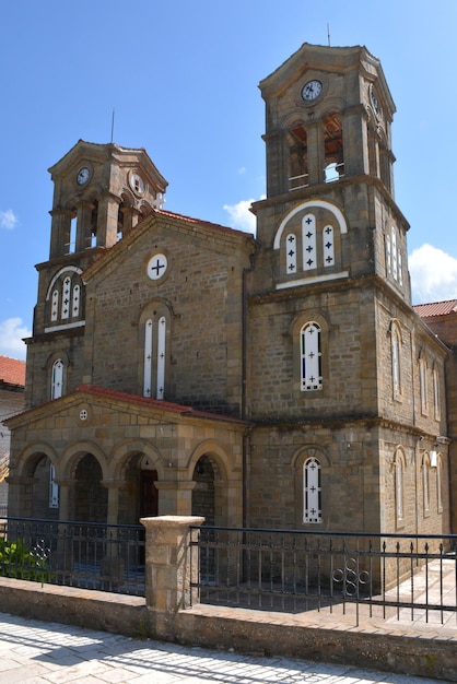 Old church with a bell tower in Greece