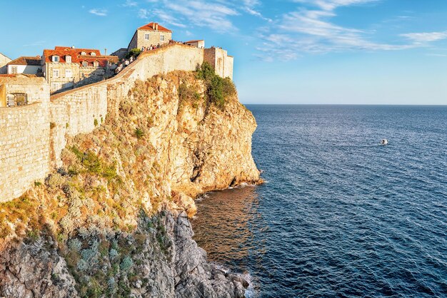 Old City Wall in Dubrovnik, in Croatia. People on the background