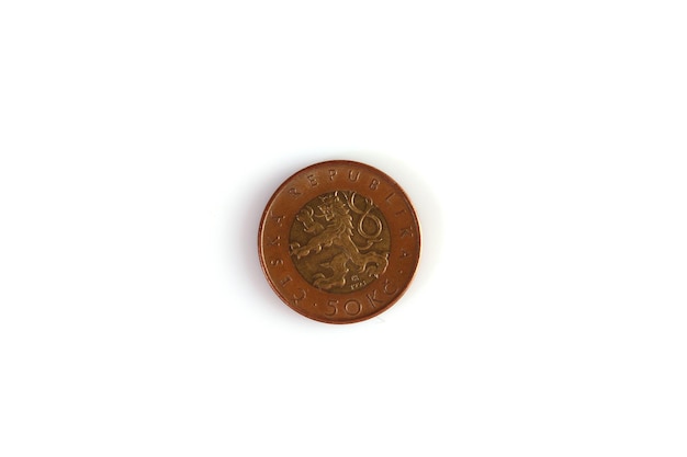 Old coin isolated on a white background Well preserved Numismatics