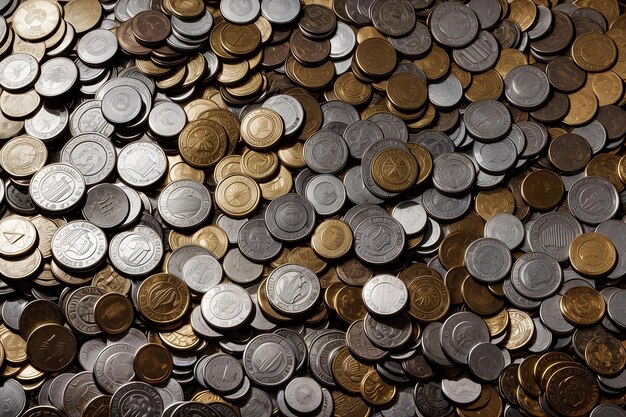 Photo old coins pile background