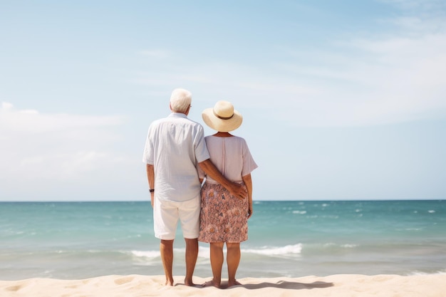 Old couple beach trip Summer season Generate Ai