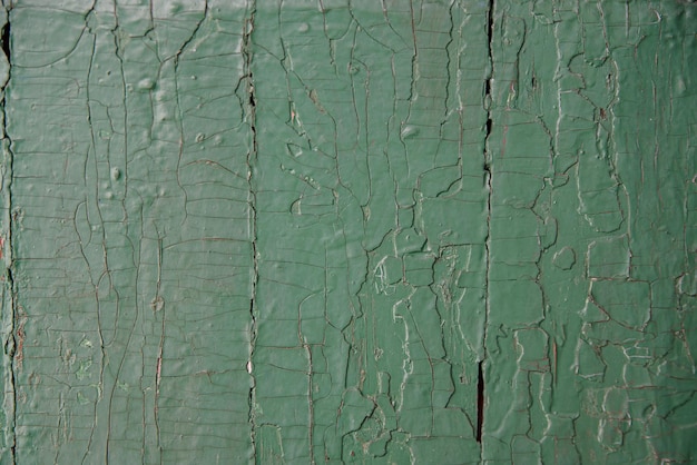 Old cracked green boards Texture background