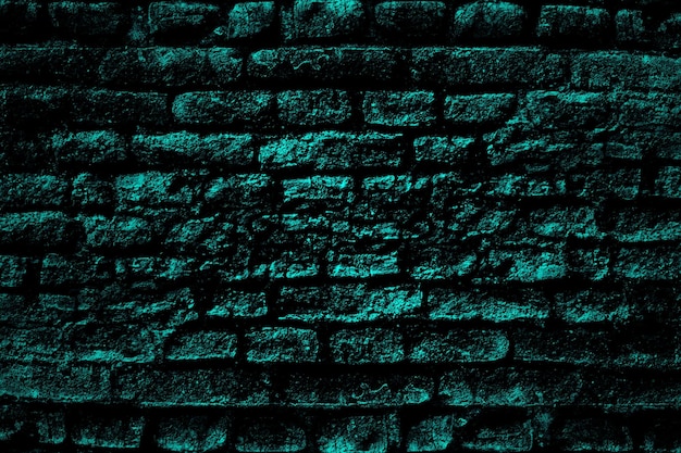 Old dark cyan brick structural grunge textured wall surface