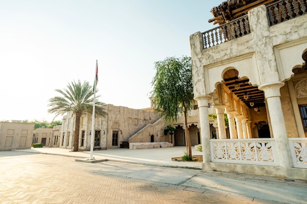 Old Dubai Traditional Arabic streets in historical Al Fahidi district Al Bastakiya Dubai United Arab Emirates