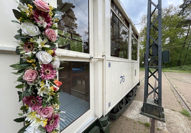 Old dutch tram used for weddings in amsterdam