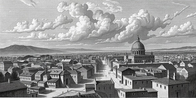 Photo old engraving city