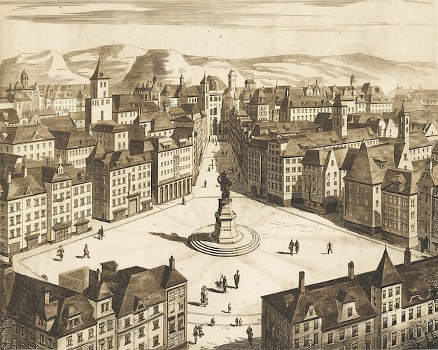 Photo old engraving city