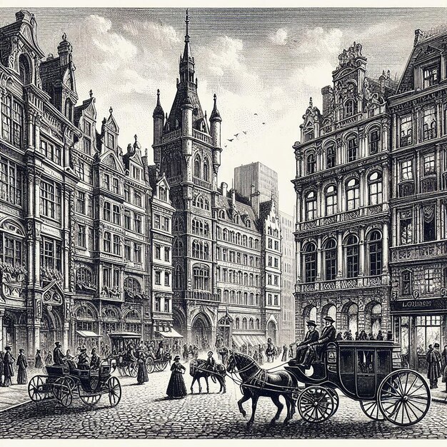 Photo old engraving city