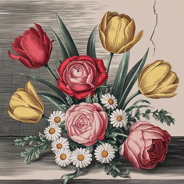 old engraving flowers