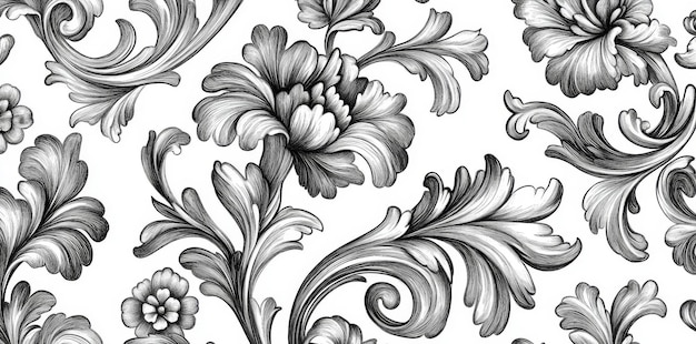 Photo old fashioned illustration showcasing patterns in an oldfashioned style in black on white