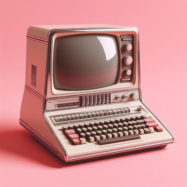 an old fashioned typewriter with a pink background