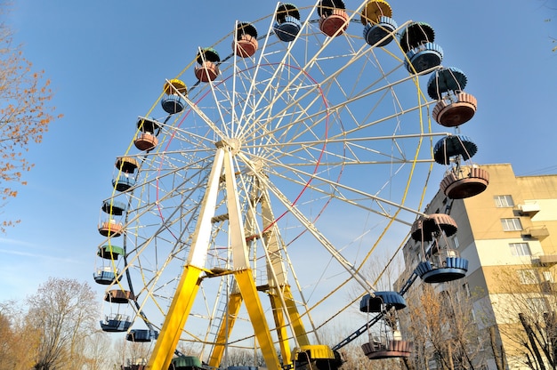 Old ferris wheel in amusement park