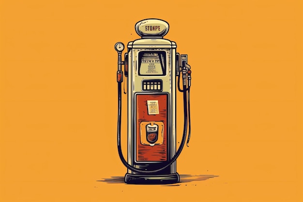 Photo an old gas pump with a yellow background that says'gas pump'on it