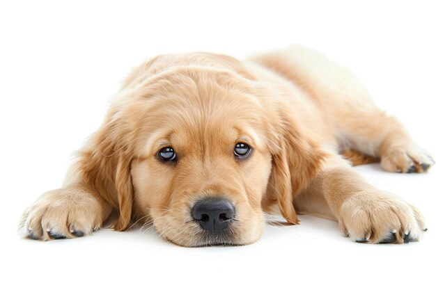 an old golden retriever puppy isolated on white