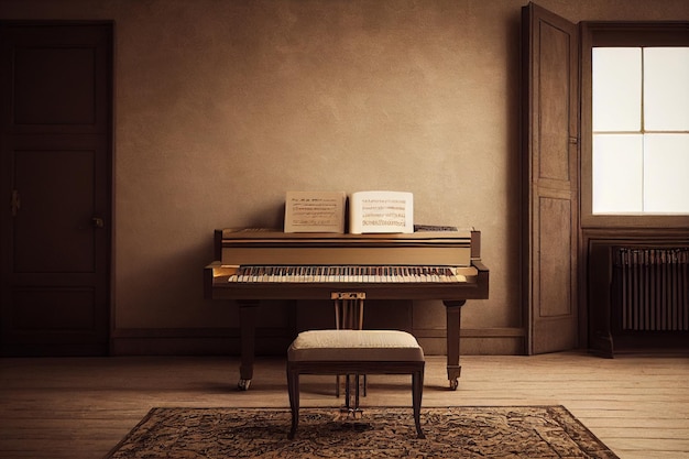 old grand piano in the room