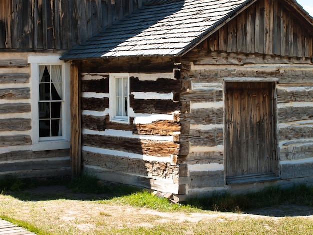 Old homestead buildings on Florissant National Monument in central Colorado.