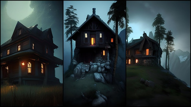 Old house art wallpaper concept