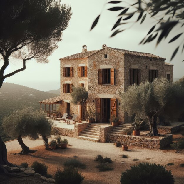 Old house in Crete Greece Vintage style toned picture