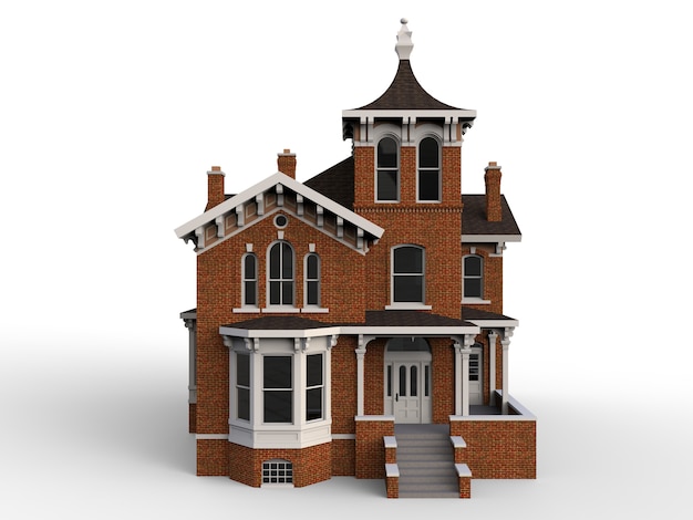 Old house in Victorian style. Illustration on white background. 