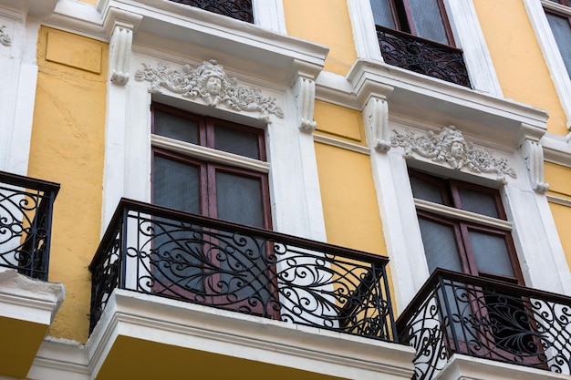 Old house with balconies and windows