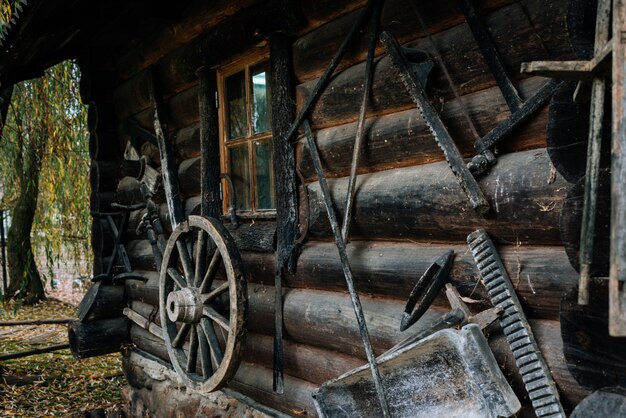 Old household items on the hut