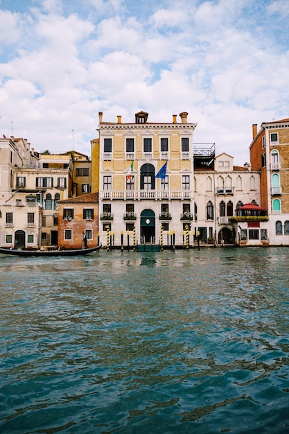 Old houses on grand canal venice italy vintage hotels and residential buildings in the venice center