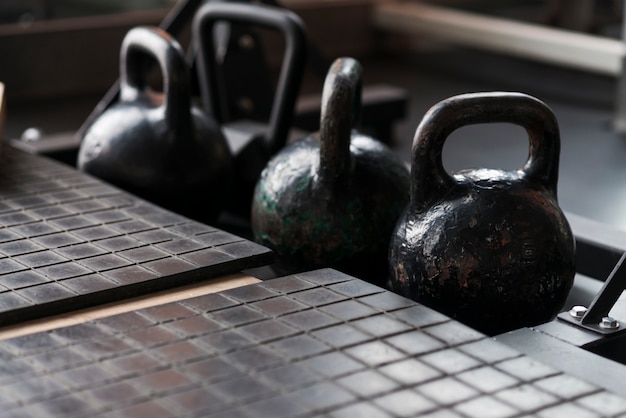 Old kettlebells in gyms