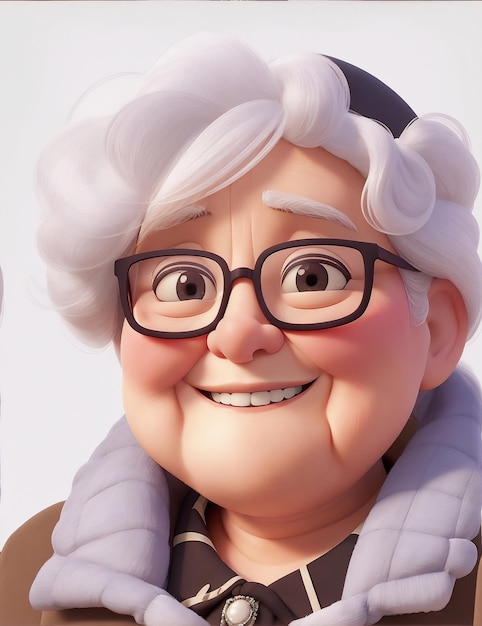 An old lady with glasses smiling