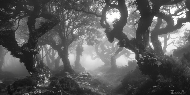 Old leafless trees in a forest Nature photography