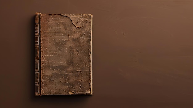 Old leatherbound book on a brown background