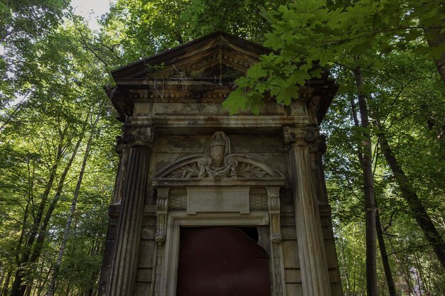 Photo old lutheran cemetery surrounded by trees summer