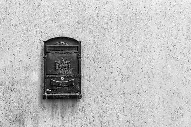 Old mailbox with copy space in black and white